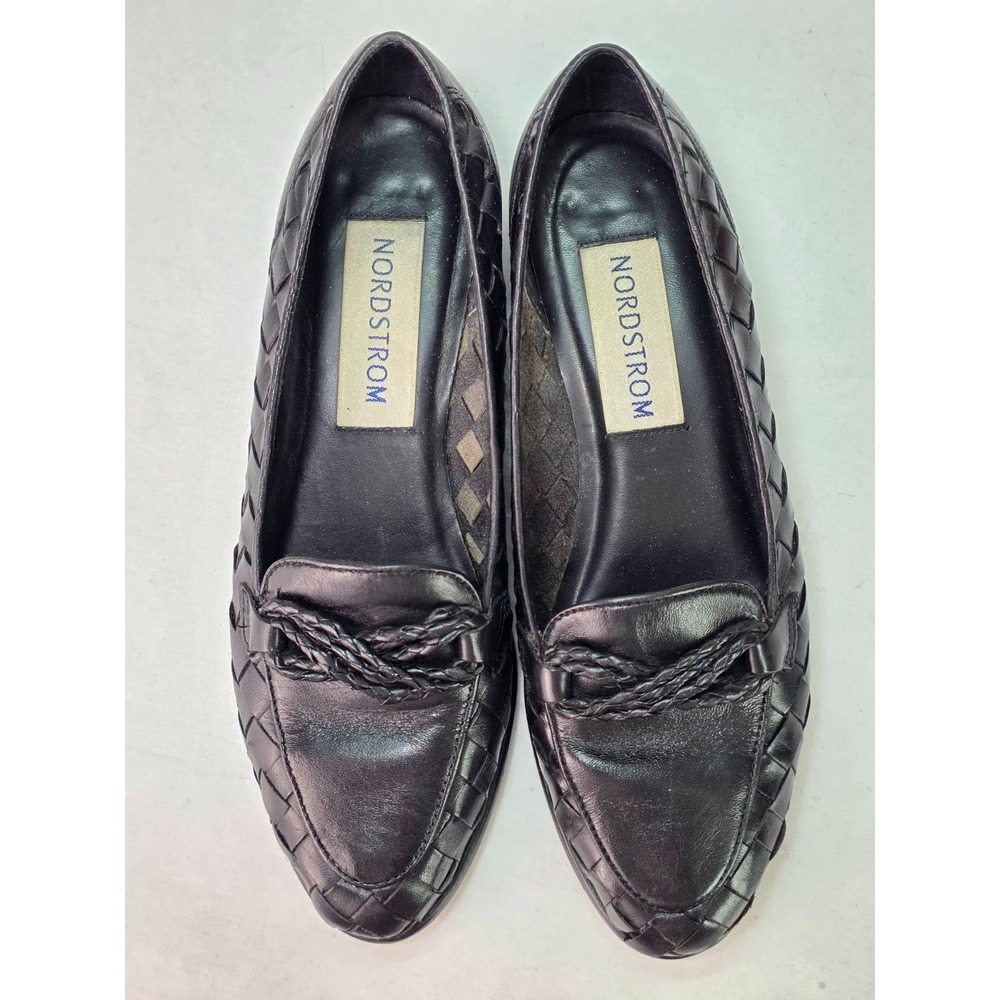 Nordstrom Women's Loafers Size 7.5 M Black Leather Dress Slip On Shoes Vintage